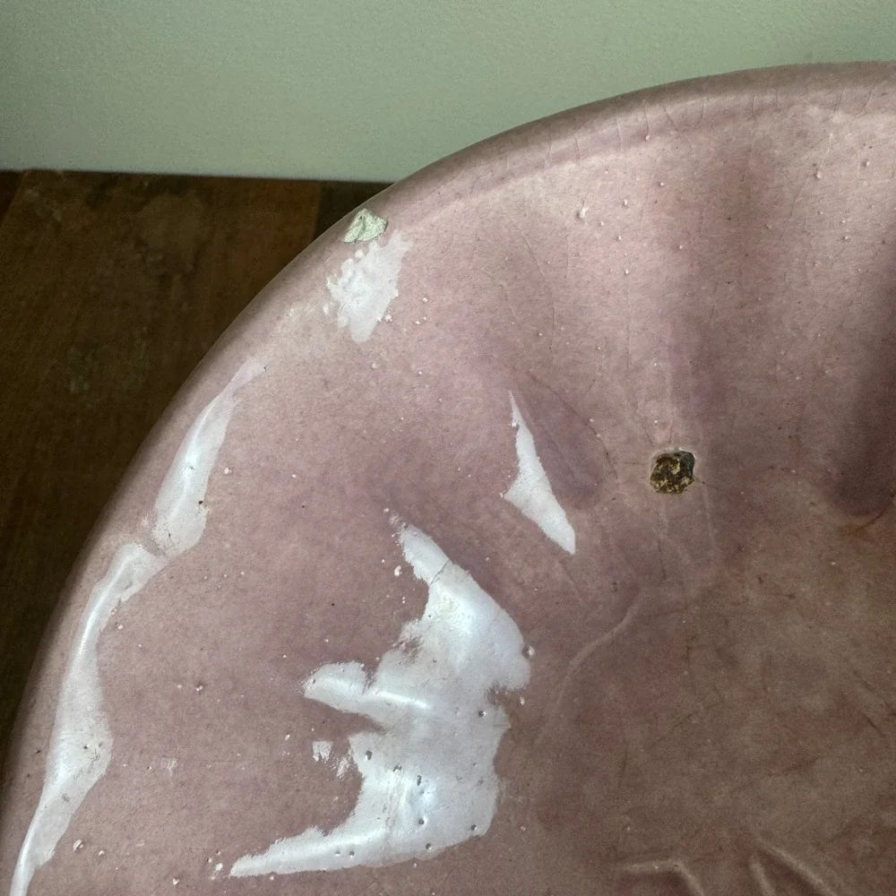 Vintage Pink Glaze ceramic‎ bowl Shallow Planter marked 7A inside